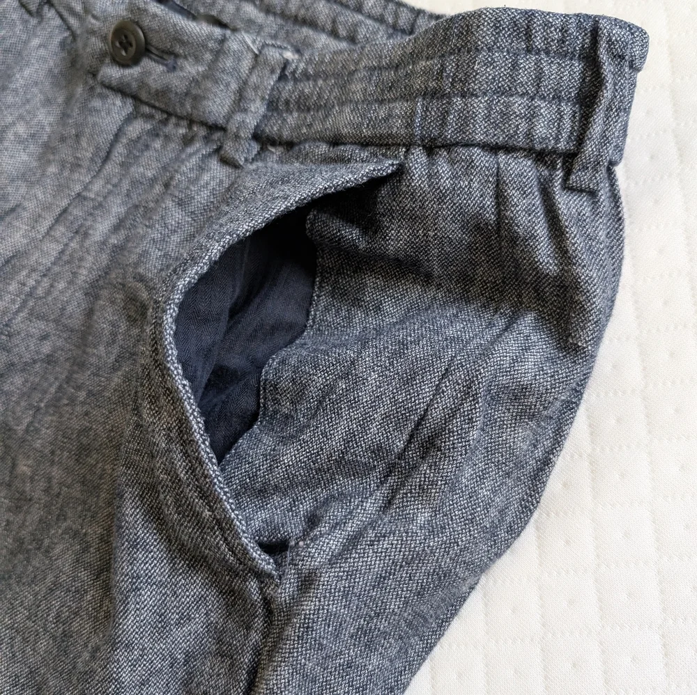 Banana Republic Men's Athletic Fit Tapered Pants, Linen Blend, Blue 30x32